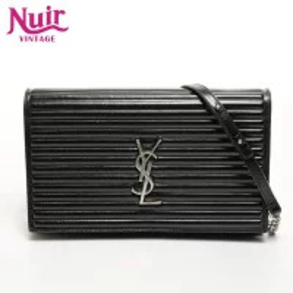 Yves Saint Laurent Kate Leather Chain Wallet Shoulder Bag Black